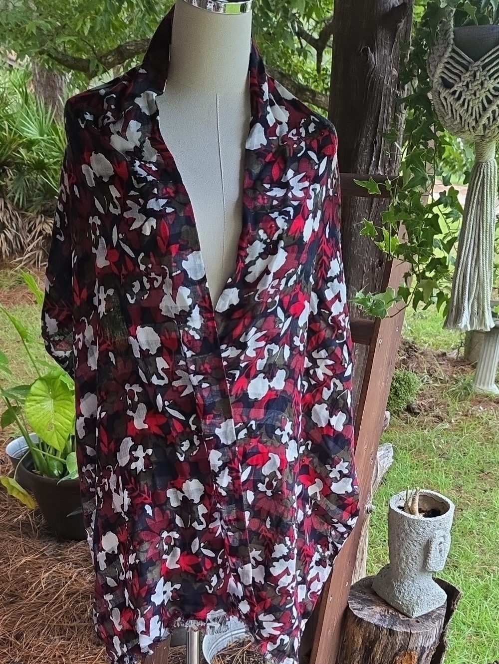 Tommy Hilfiger Floral And Stripe Reversible Shoulder Wrap